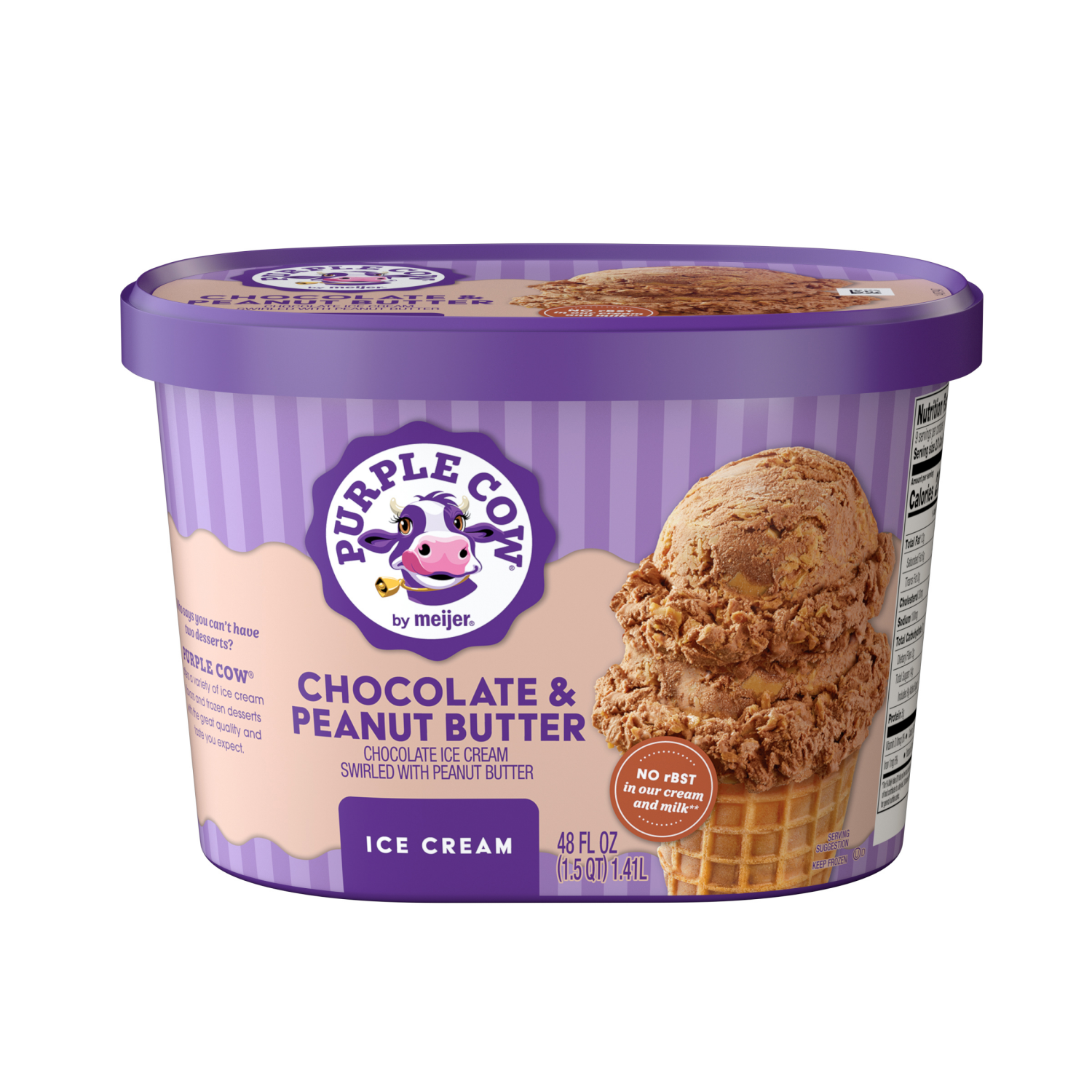 slide 1 of 5, Purple Cow Chocolate & Peanut Butter Ice Cream, 1.5 qt