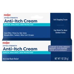 Meijer Extra Strength Anti-Itch & Skin Protectant Cream; relieves itching from poison ivy, oak and sumac; bug bites and minor skin irritations