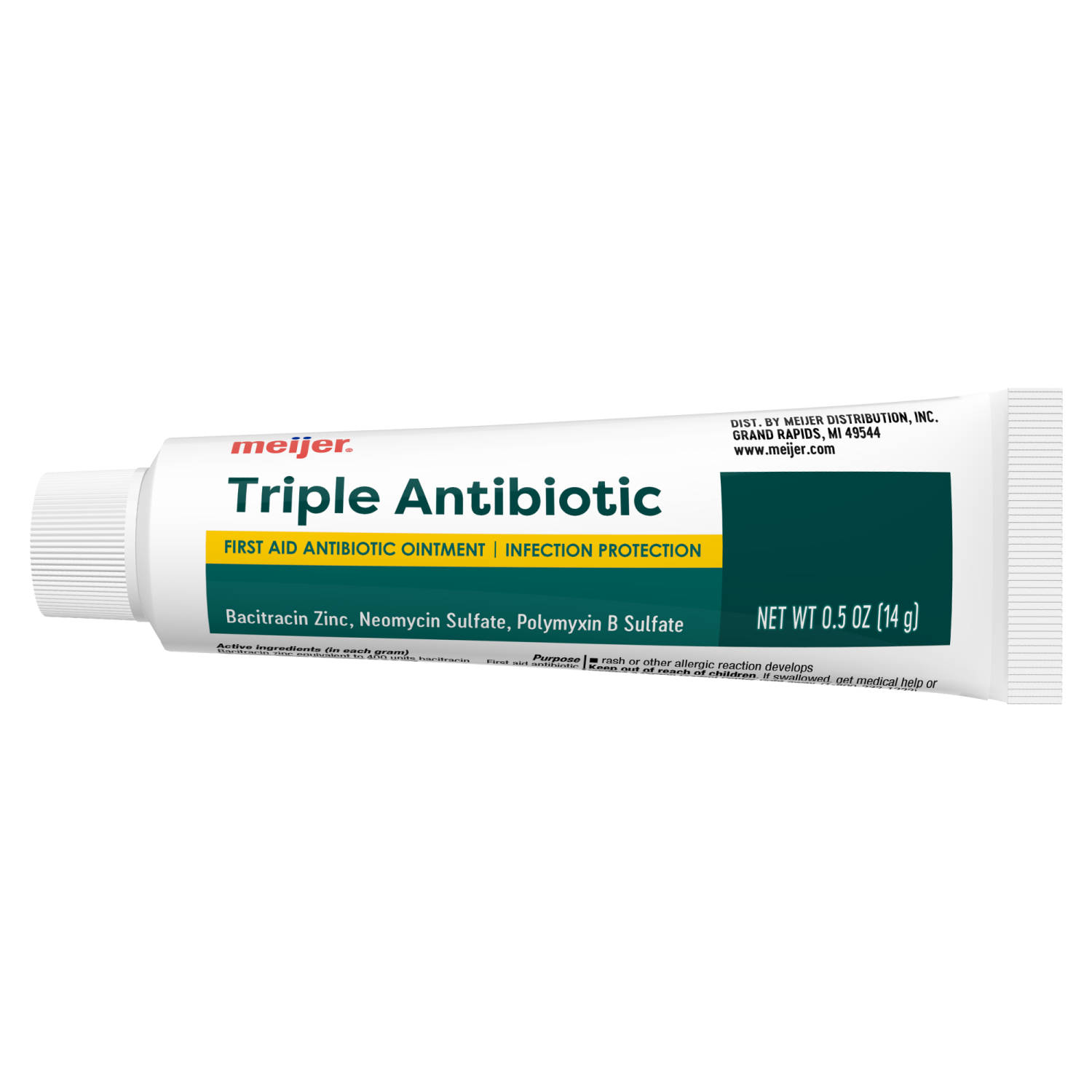 slide 2 of 2, Meijer First Aid Triple Antibiotic Ointment, Treats Minor Cuts, Scrapes and Burns, .5 oz, 0.5 oz