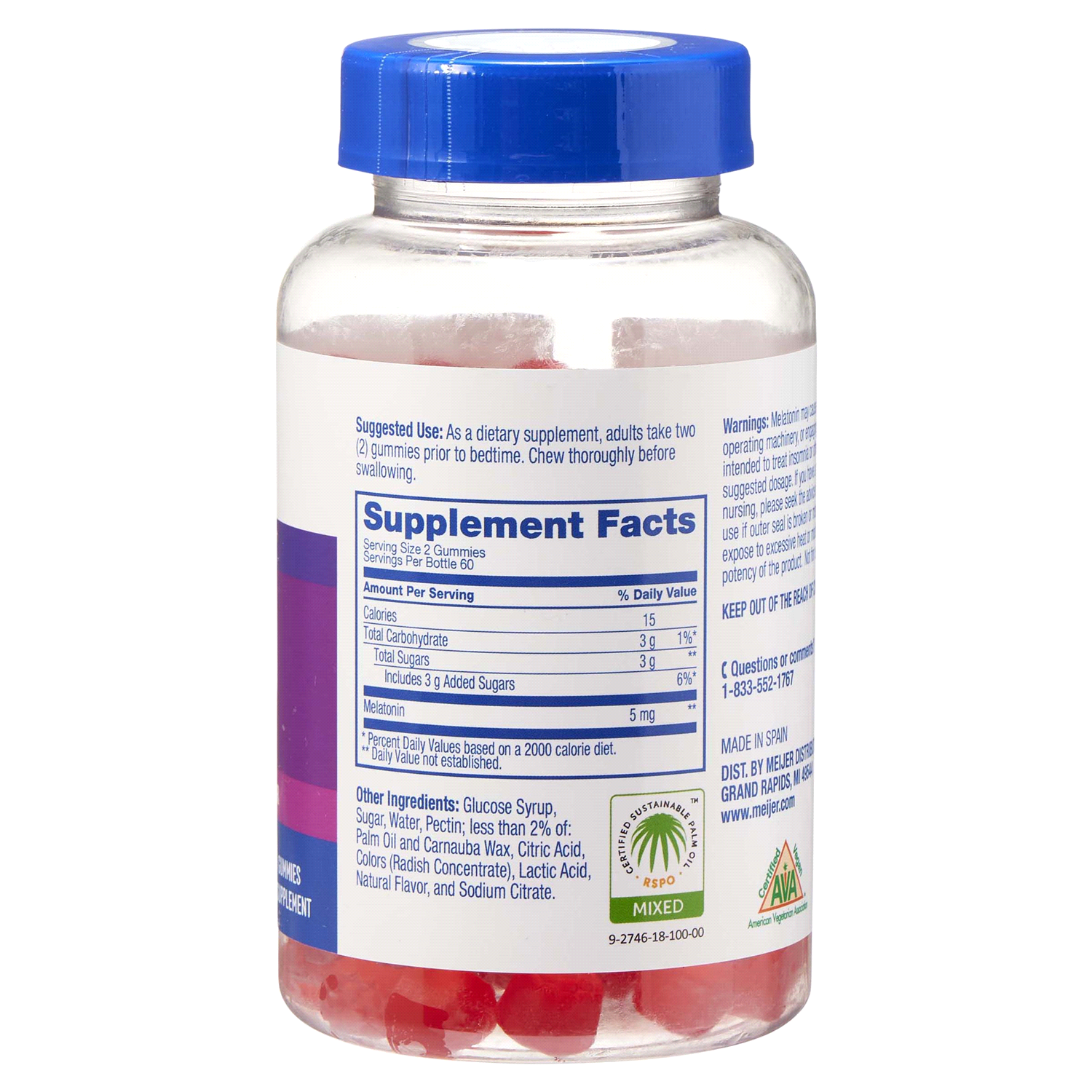 slide 3 of 3, Meijer Wellness Melatonin Gummy VALUE, 5mg, 120 ct