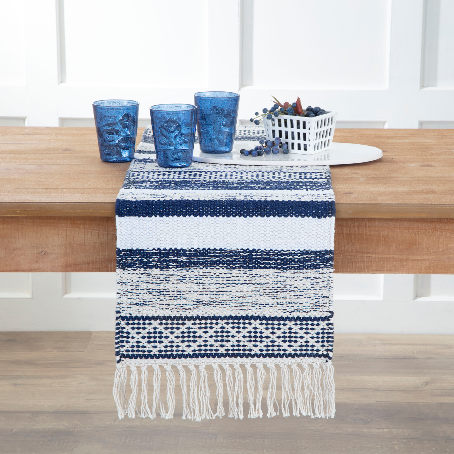 slide 1 of 1, Room & Retreat Moire Runner, 14 in x 72 in, Blue, runner