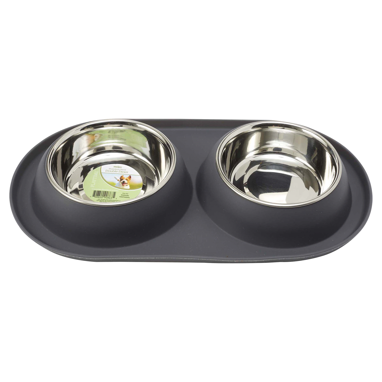 slide 1 of 5, Meijer Stainless Steel TPE Double Diner Large No Slip, 1 ct