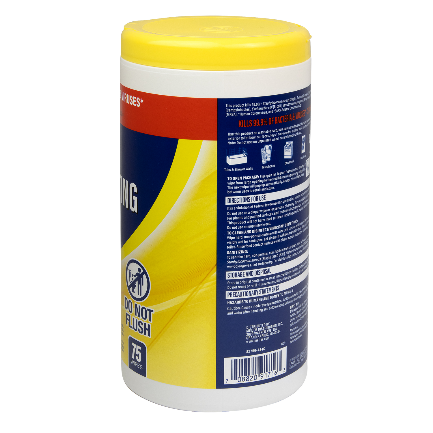 slide 3 of 5, Meijer Disinfecting Wipes, Lemon Scent, 75 ct
