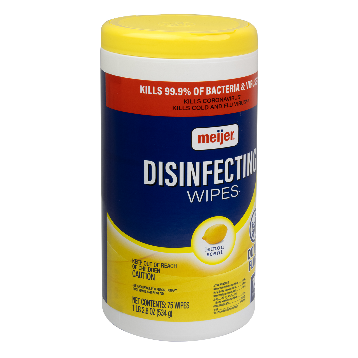 slide 4 of 5, Meijer Disinfecting Wipes, Lemon Scent, 75 ct