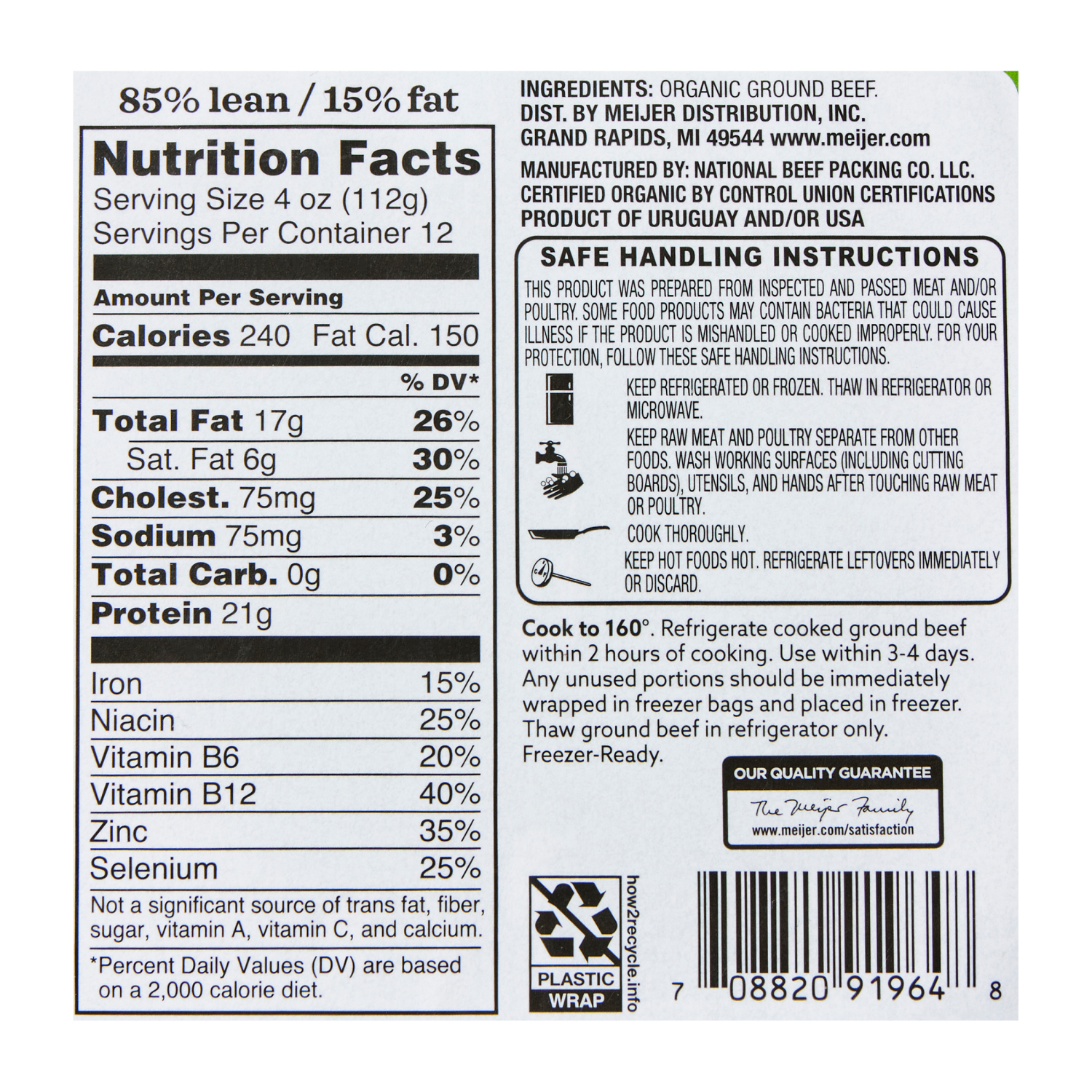 slide 2 of 3, True Goodness 85% Organic Grass Fed Ground Beef, 3 lb, 3 lb