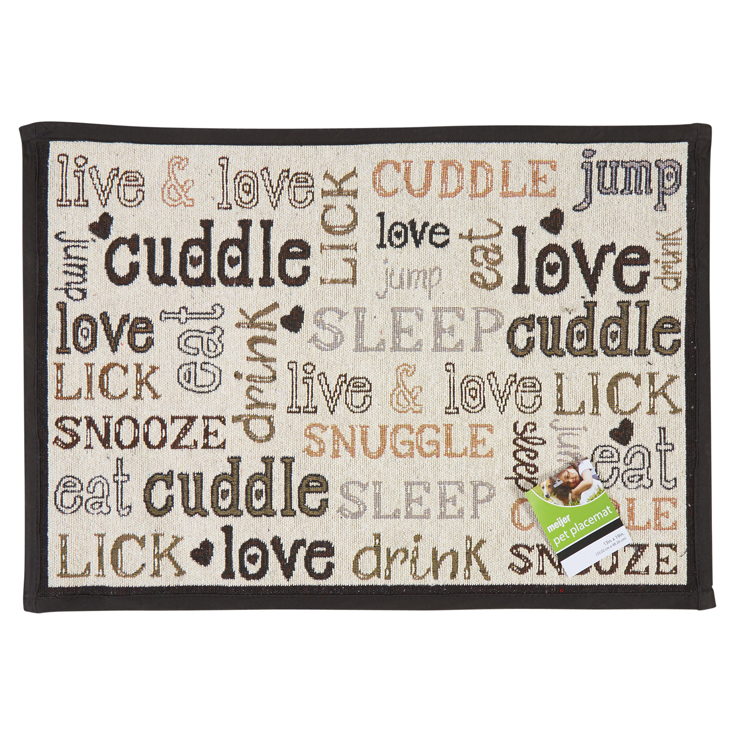 slide 1 of 2, Meijer Spoiled Dog or Cat Tapestry Pet Placemat, Assorted Styles, 13"x19", 1 ct