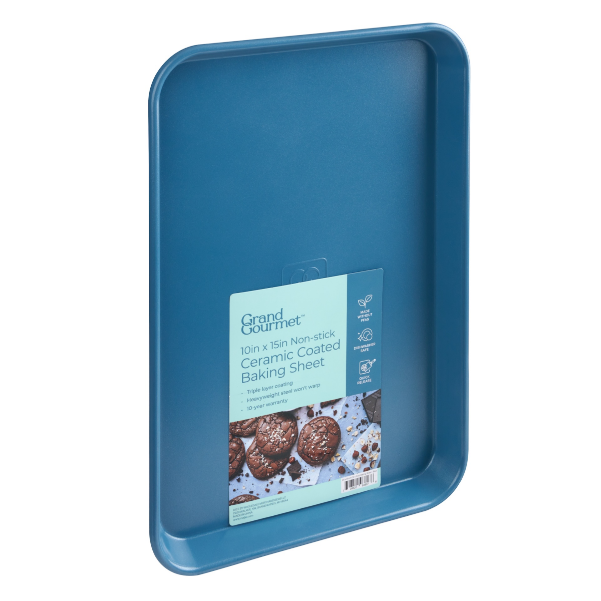 slide 2 of 2, Grand Gourmet Non-Stick Ceramic Coated 10in x 15in Baking Sheet (Light Blue), 10 in