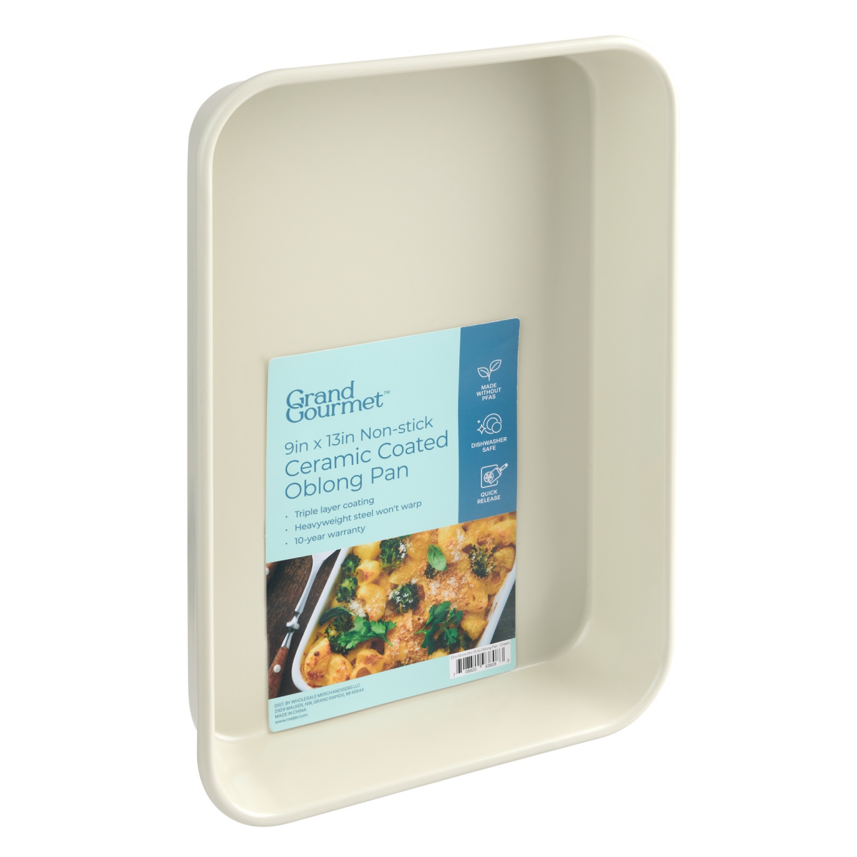 slide 2 of 2, Grand Gourmet Non-Stick Ceramic Coated 9in x 13in Oblong Pan (Cream), 13 in