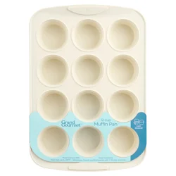 Grand Gourmet Non-Stick Ceramic Coated 12-Cup Muffin Pan (Cream)