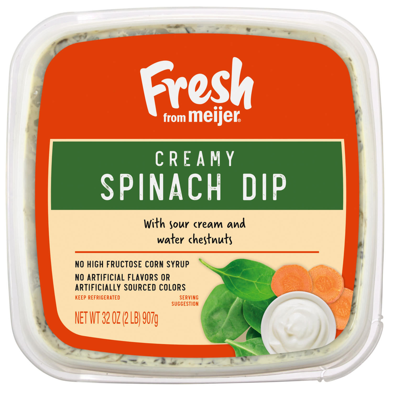 slide 4 of 4, Fresh from Meijer Party Size Creamy Spinach Dip, 32 oz, 32 oz