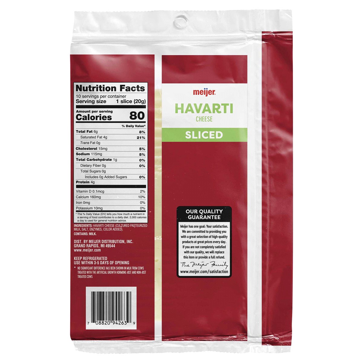slide 2 of 2, Meijer Sliced Havarti Cheese, 7 oz