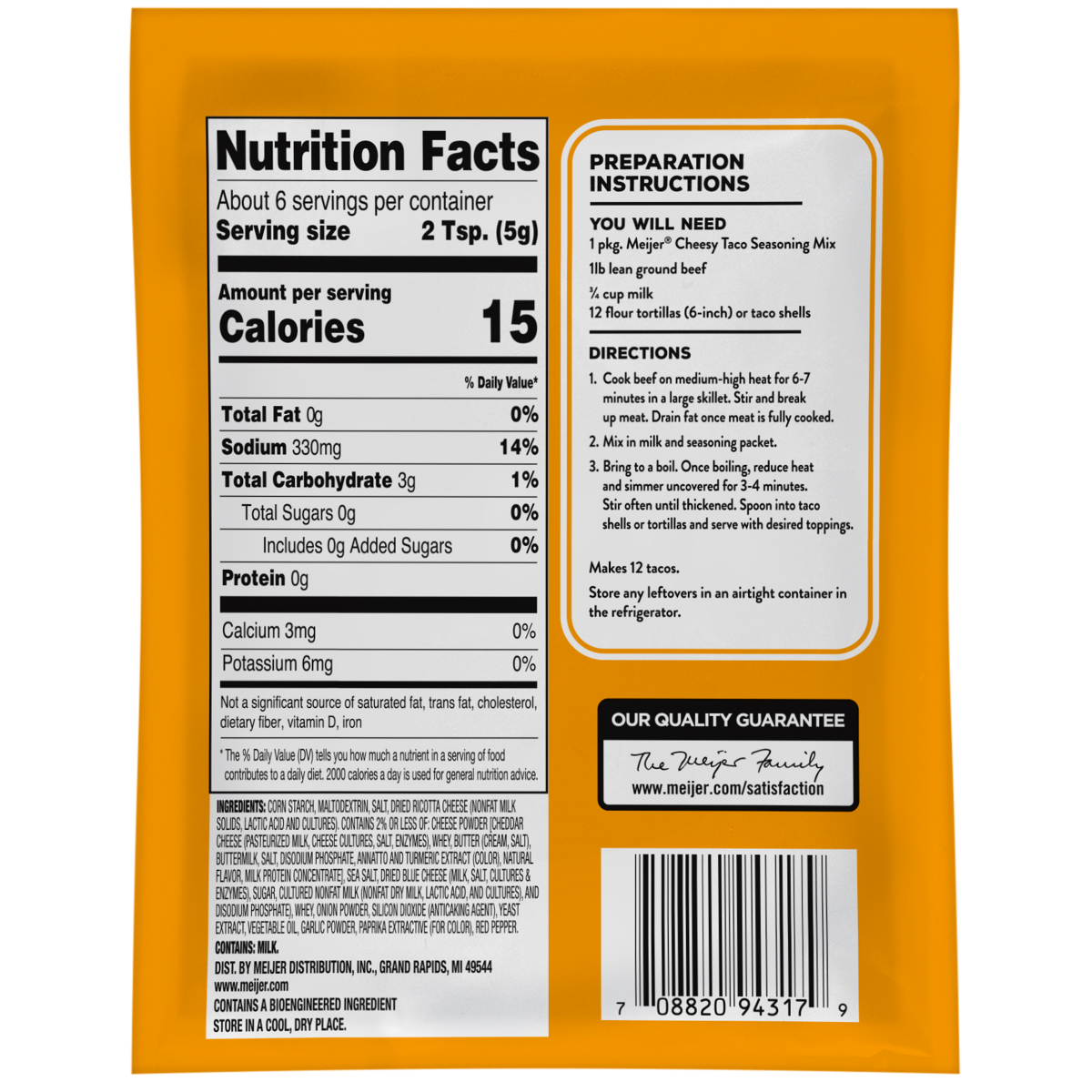 slide 2 of 2, Meijer Cheesy Taco Seasoning Mix, 1.12 oz