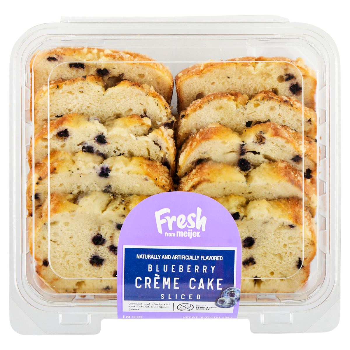 slide 1 of 4, Fresh from Meijer Blueberry Sliced Creme Cake, 16 oz., 16 oz