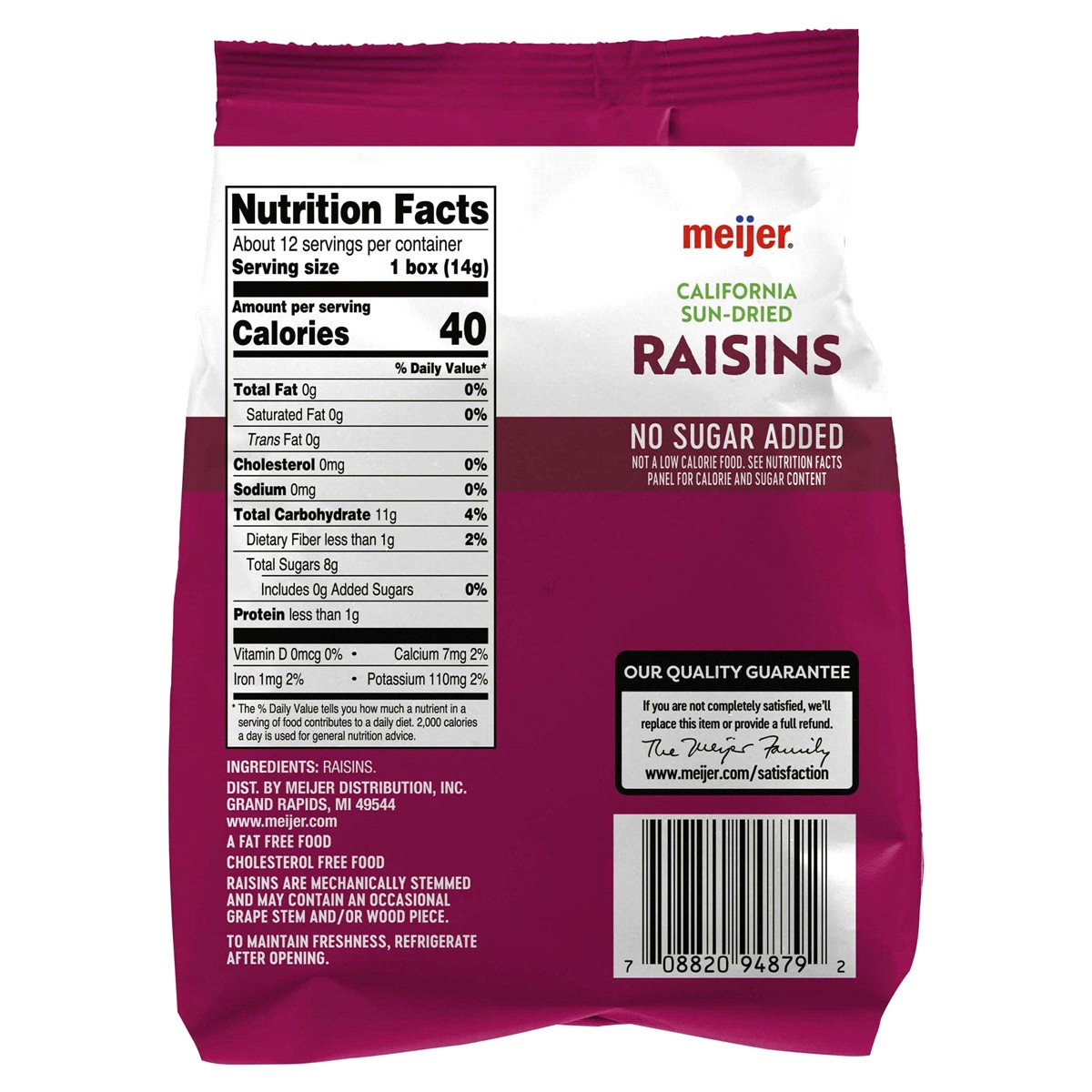 slide 2 of 2, Meijer Sun-Dried Mini Raisins, 12 Pack, 12 ct
