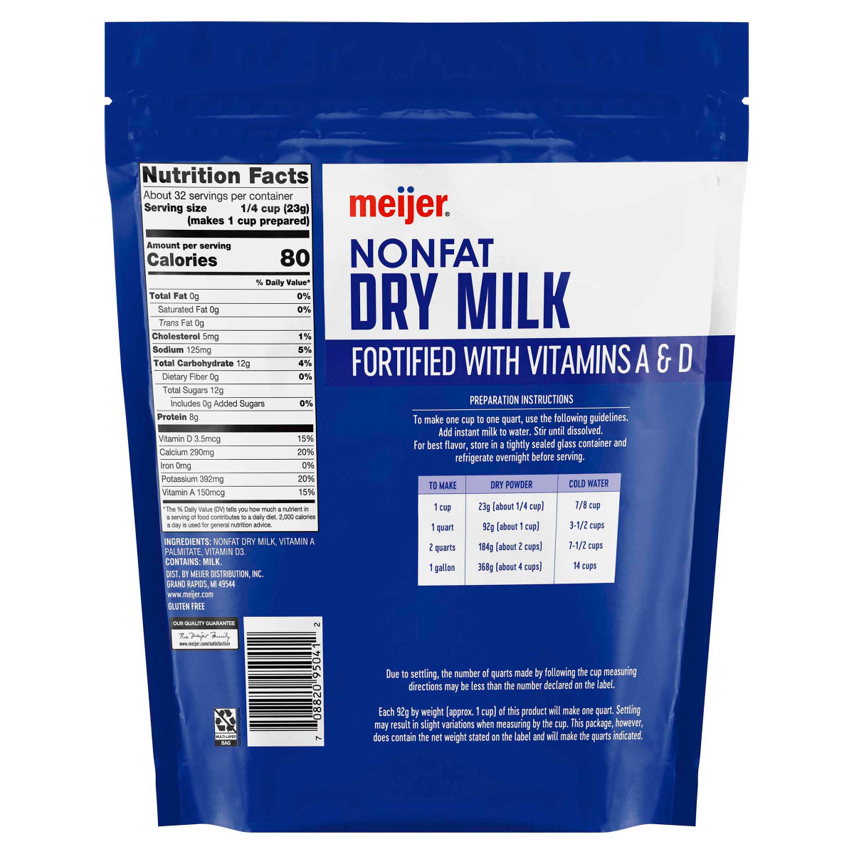 slide 2 of 2, Meijer Nonfat Instant Dry Milk, 25.6 oz