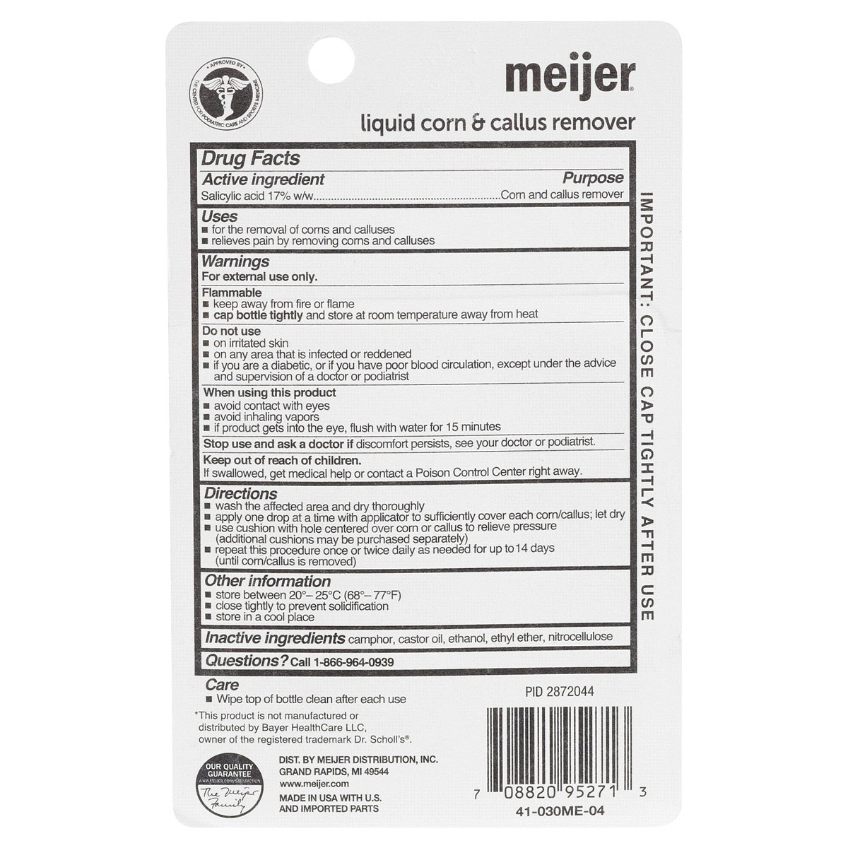 slide 2 of 2, Meijer Corn & Callus Remover Liquid, 1/3 oz