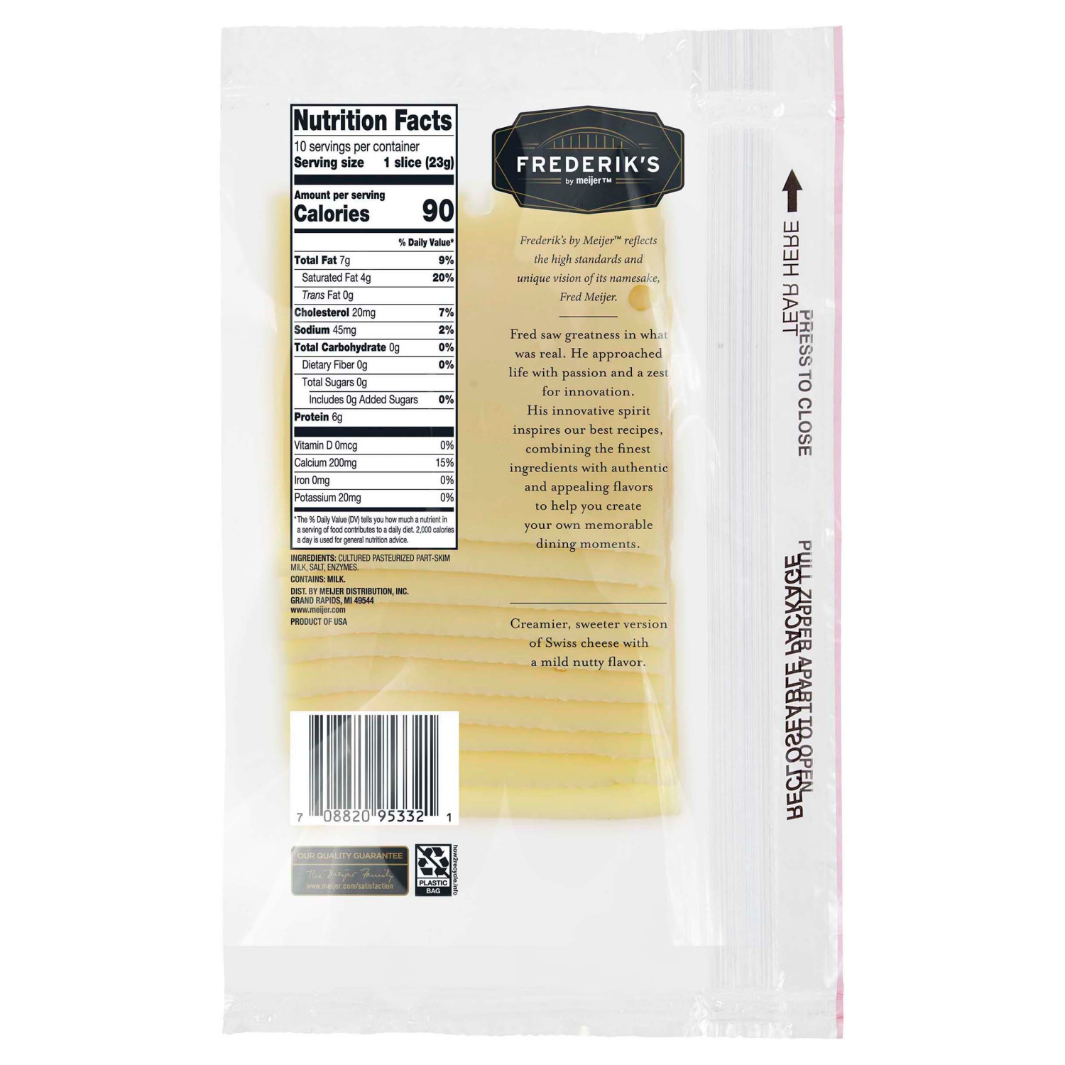 slide 2 of 2, FREDERIKS BY MEIJER Frederik's by Meijer Natural Baby Swiss Deli Style Cheese Slices, 8 oz, 8 oz