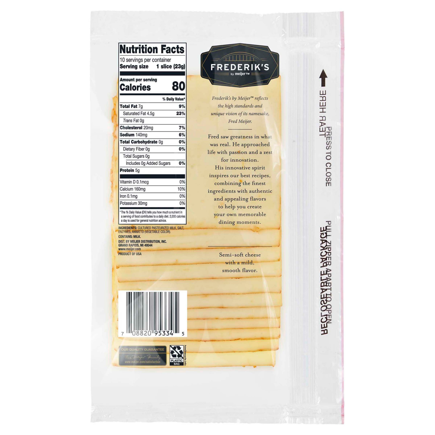 slide 2 of 2, FREDERIKS BY MEIJER Frederik's by Meijer Natural Muenster Deli Style Cheese Slices, 8 oz, 8 oz