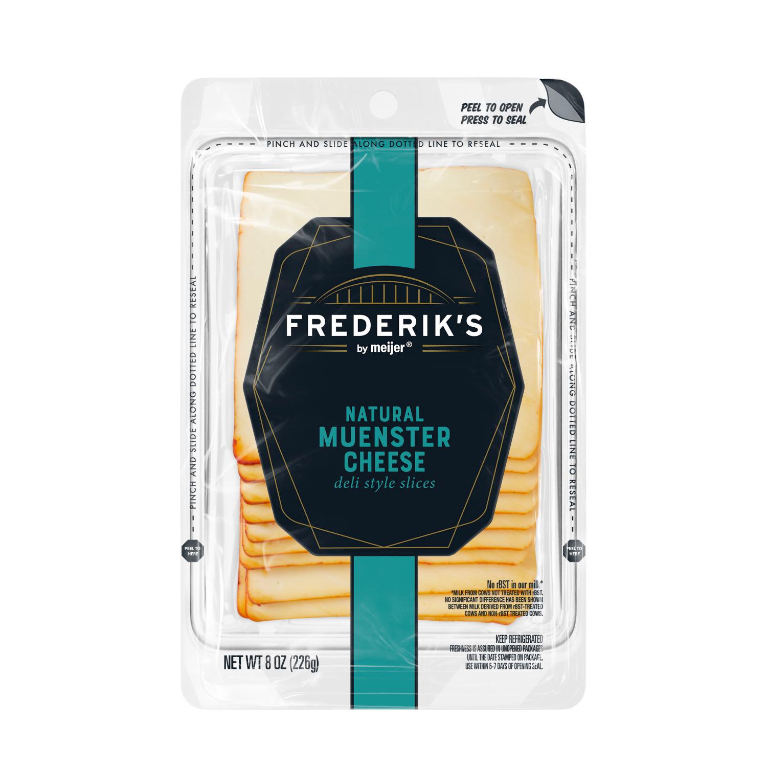 slide 1 of 2, FREDERIKS BY MEIJER Natural Muenster Cheese, 8 Oz, 8 oz
