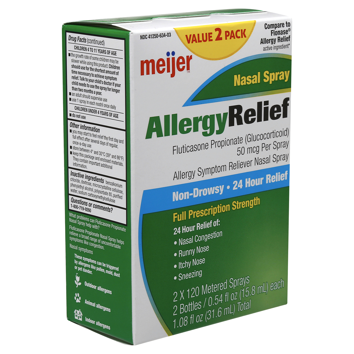 slide 6 of 7, Meijer Fluticasone Propionate Nasal Spray USP, 24-Hour Allergy Relief, 1.08 oz