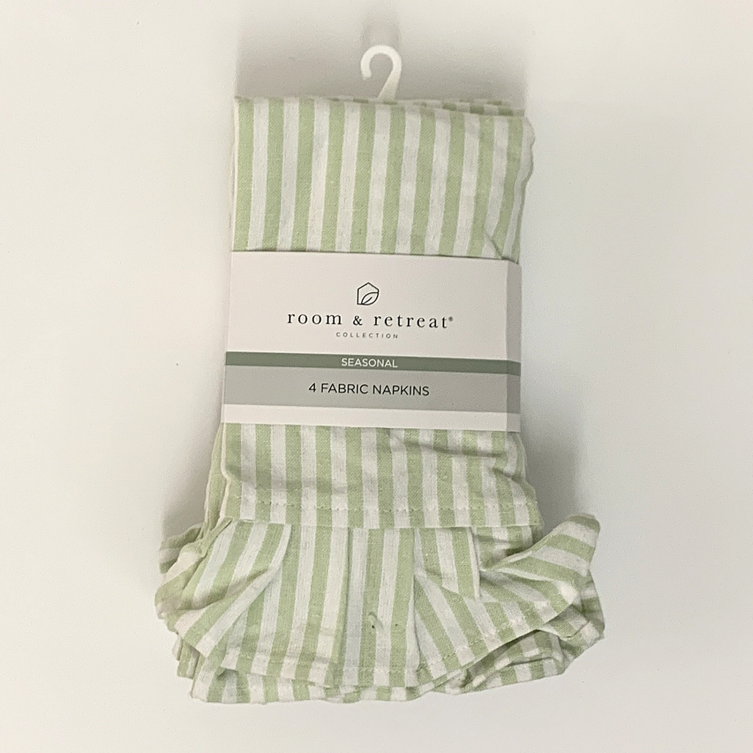 slide 1 of 2, ROOM & RETREAT Room and Retreat Riley Ruffle Napkin, 4 Pack, 18 in x 18 in, Green, 4 ct