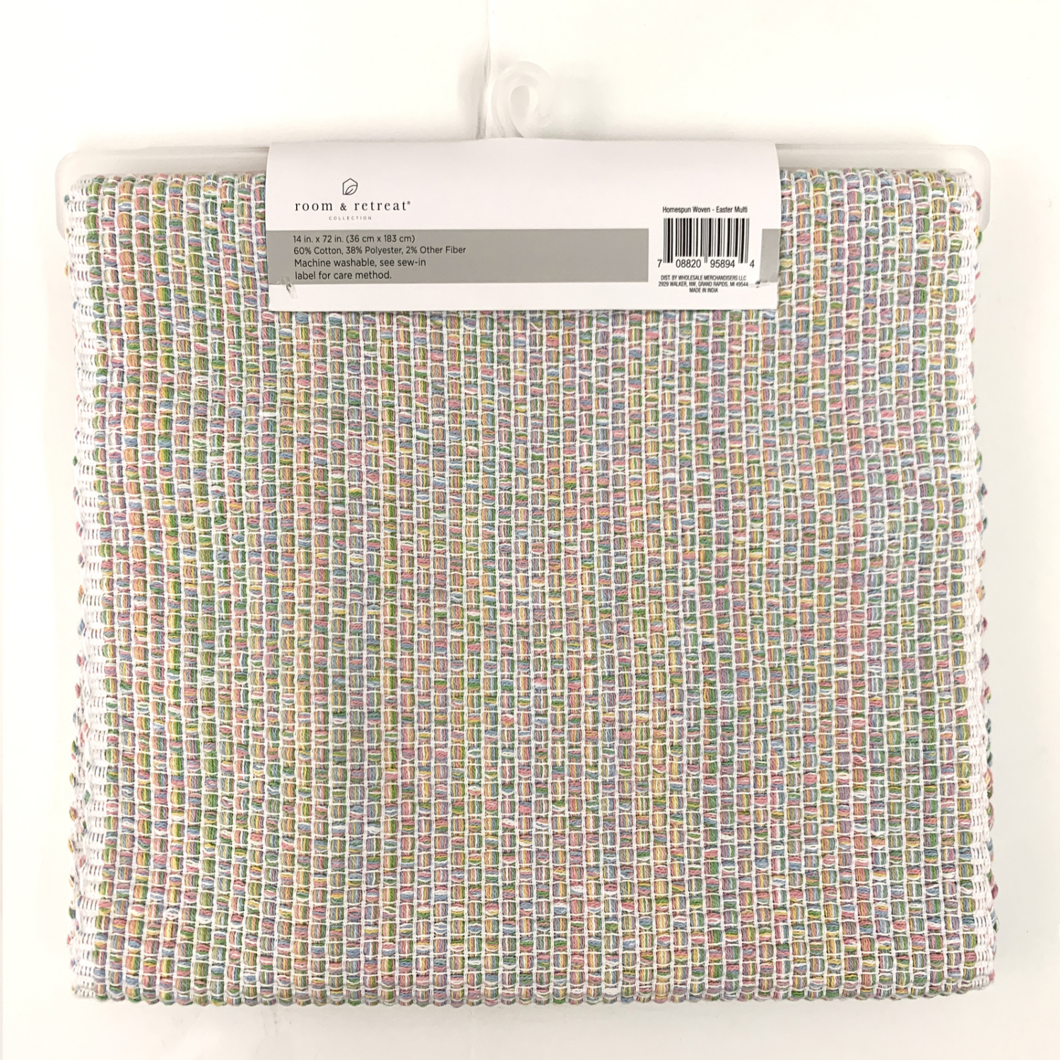 slide 2 of 3, ROOM & RETREAT Room and Retreat Homespun Woven Runner, 14 in x 72 in, Easter Multi, 1 ct