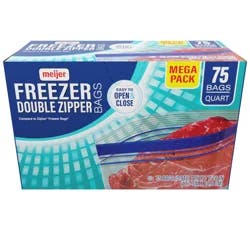 Meijer Re-Closable Double Zipper Quart Freezer Bags