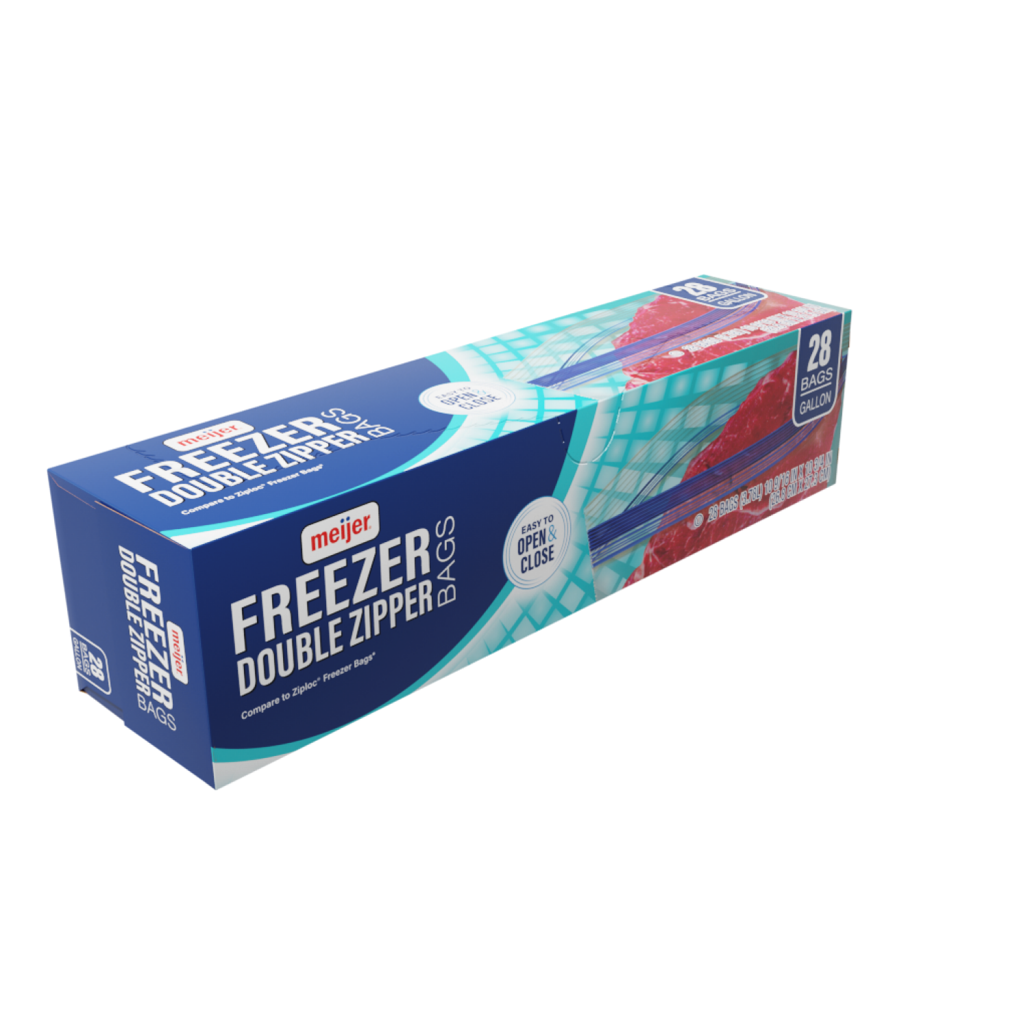 slide 3 of 5, Meijer Re-Closable Double Zipper Freezer Bags, Gallon, 28 ct