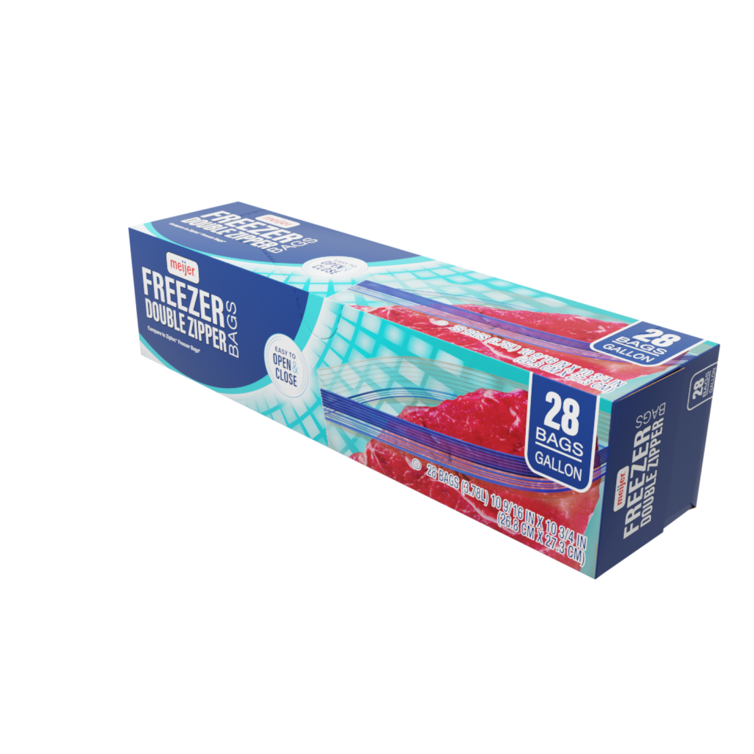 slide 4 of 5, Meijer Re-Closable Double Zipper Freezer Bags, Gallon, 28 ct