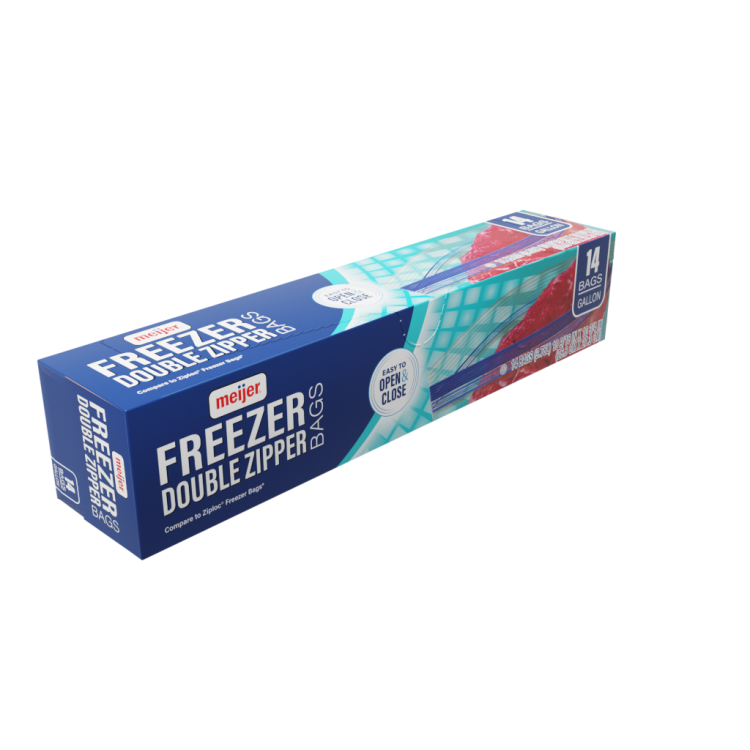 slide 3 of 5, Meijer Re-Closable Double Zipper Gallon Freezer Bags, 14 ct