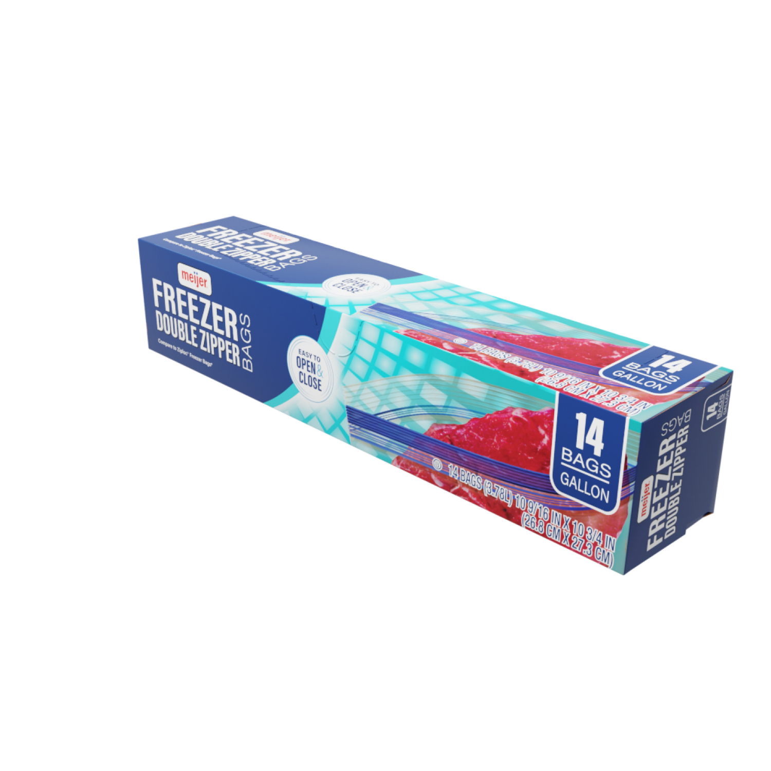 slide 4 of 5, Meijer Re-Closable Double Zipper Gallon Freezer Bags, 14 ct