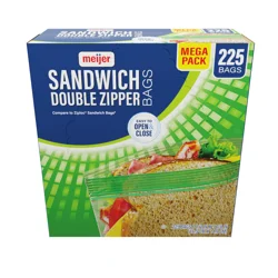 Meijer Double Zipper Sandwich Bags, 225 Count