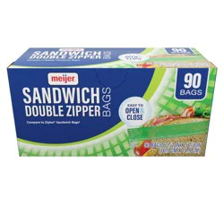 Double Zipper Sandwich Bags, 6.5 In X 5.88 In, 90 Pk