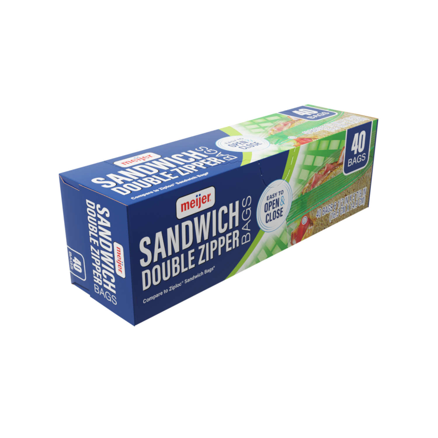 slide 2 of 3, Meijer Reclosable Double Zipper Sandwich Bags, 40 ct