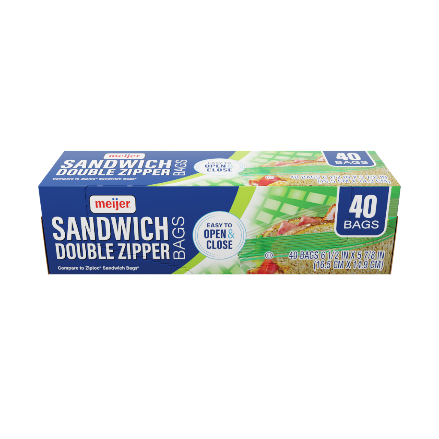 slide 3 of 3, Meijer Reclosable Double Zipper Sandwich Bags, 40 ct