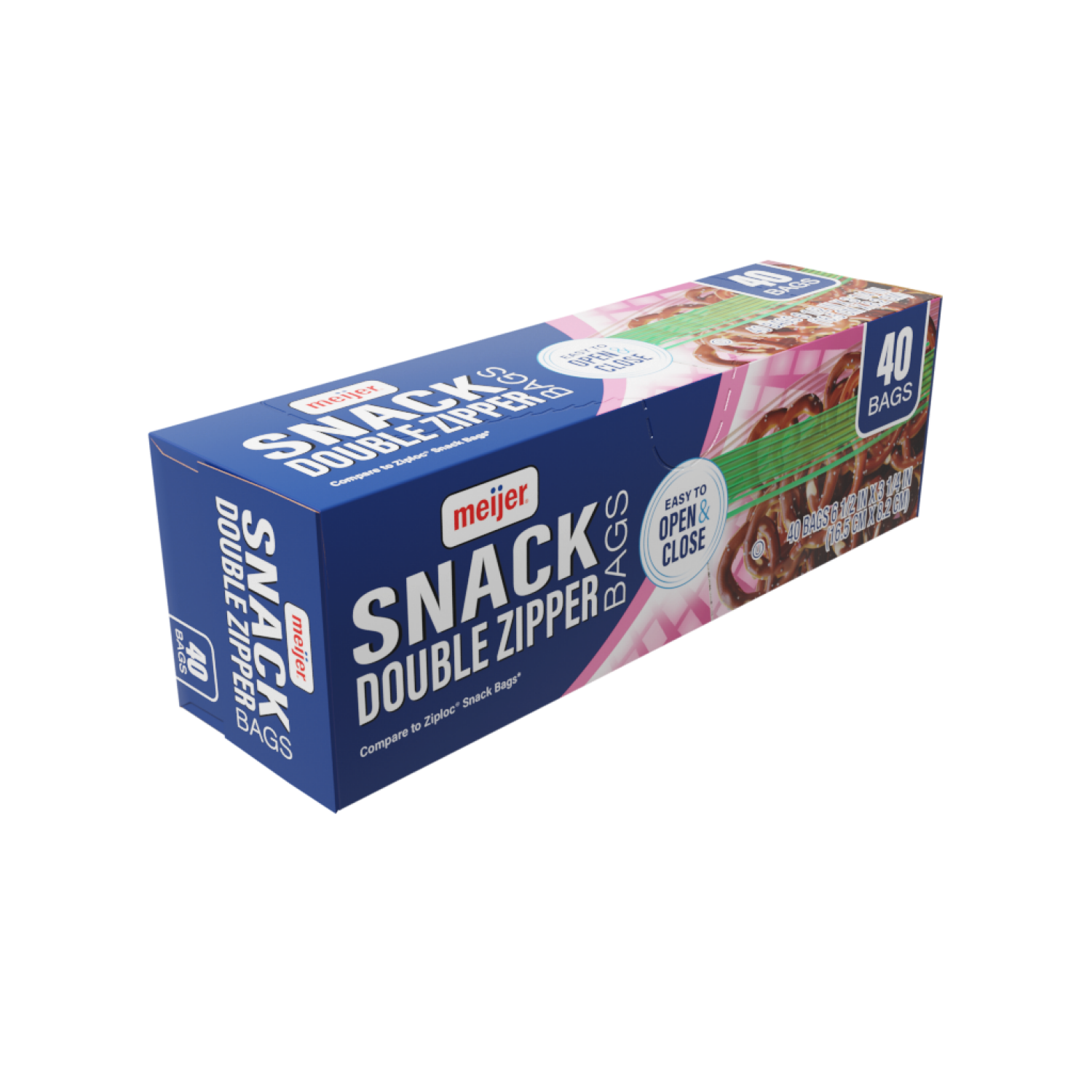 slide 2 of 3, Meijer Double Zipper Snack Bags, 40 ct