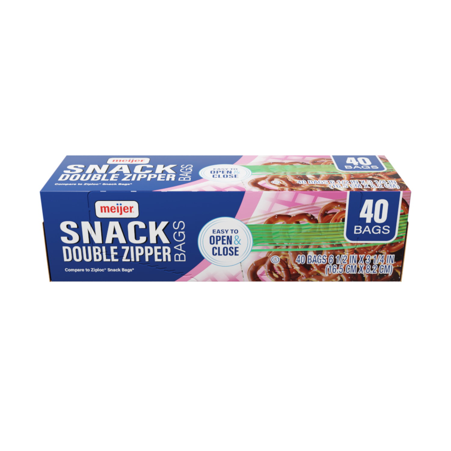 slide 3 of 3, Meijer Double Zipper Snack Bags, 40 ct