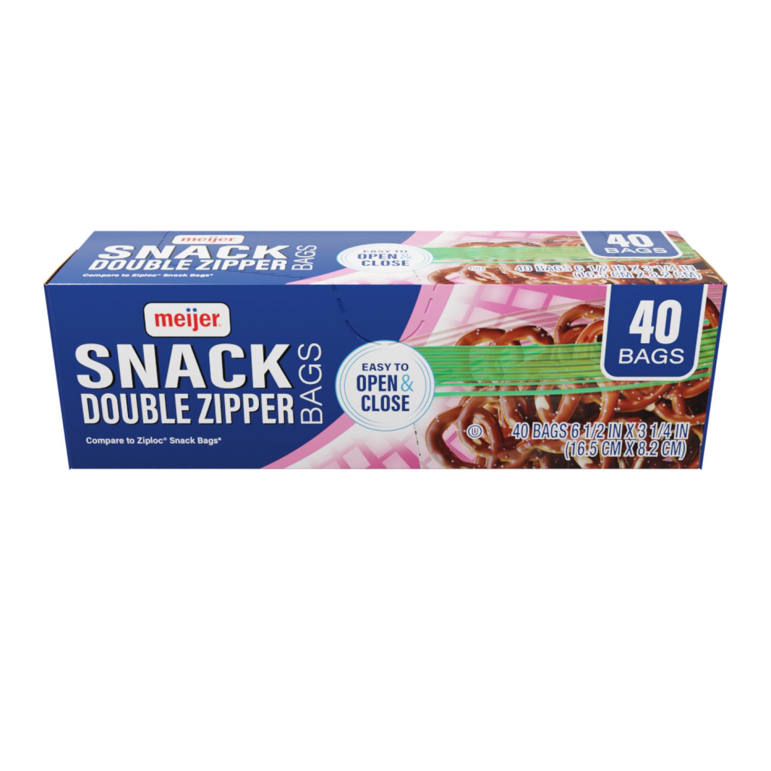 slide 1 of 3, Meijer Double Zipper Snack Bags, 40 ct