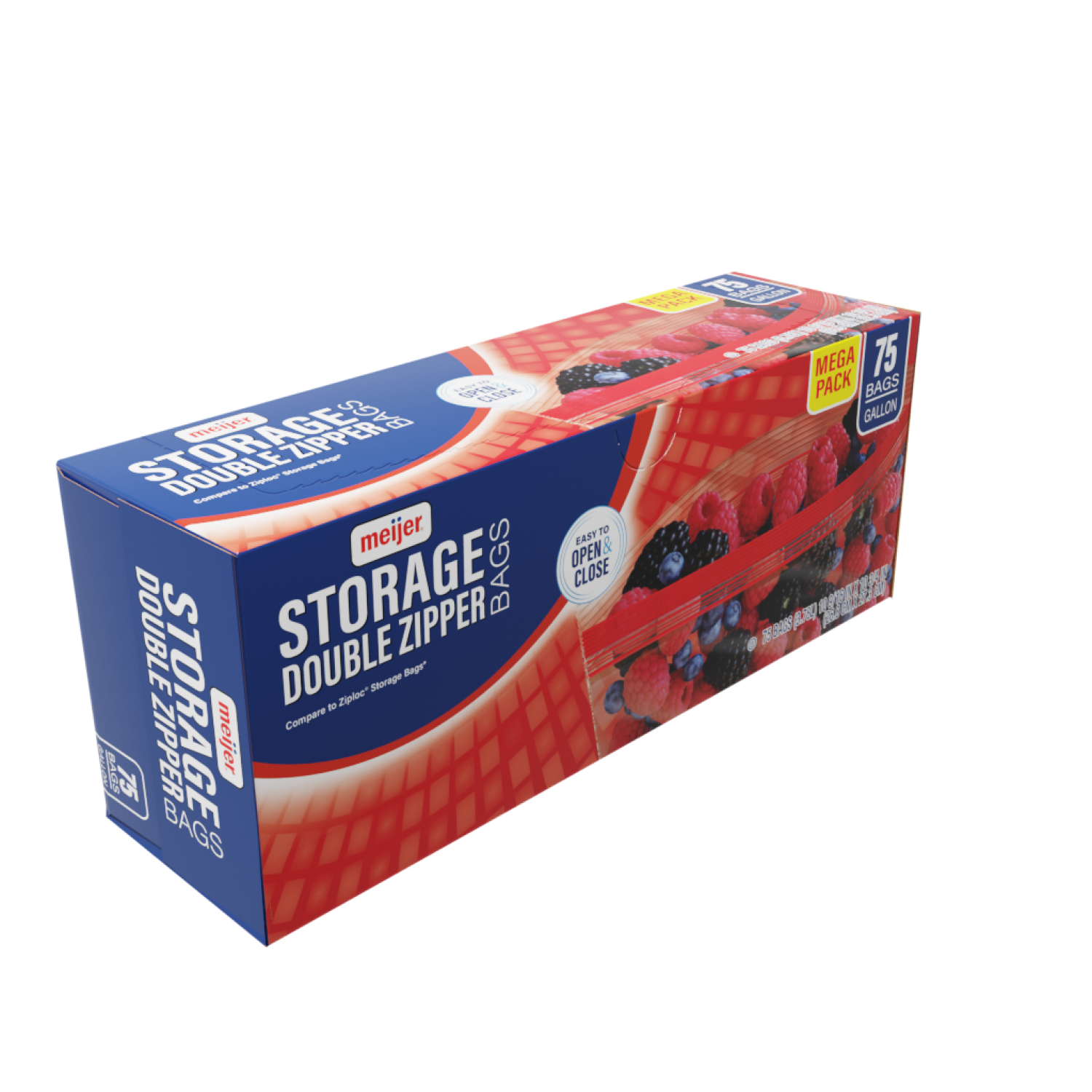 slide 3 of 5, Meijer Re-Closable Double Zipper Storage Bags, Gallon, 75 Mega pack, 75 ct