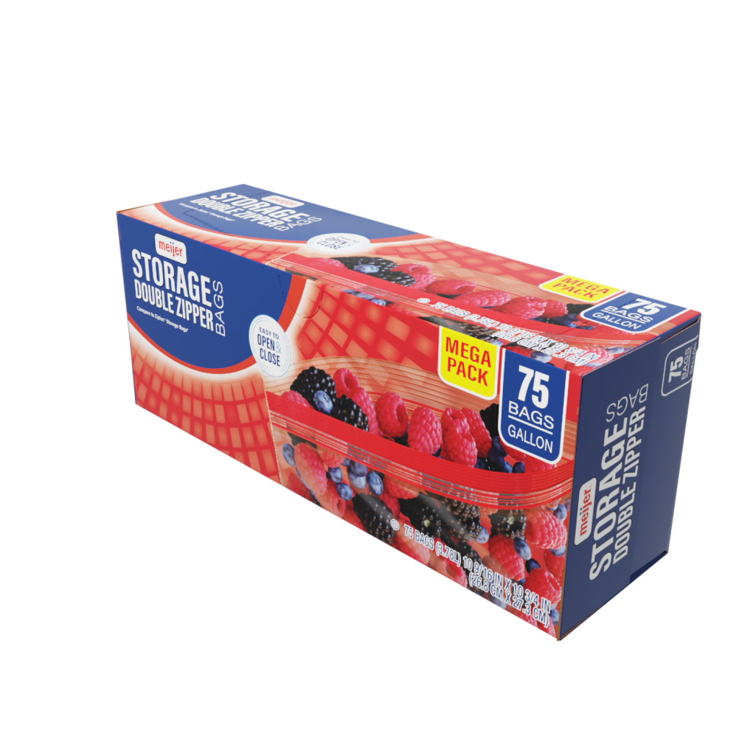 slide 4 of 5, Meijer Re-Closable Double Zipper Storage Bags, Gallon, 75 Mega pack, 75 ct