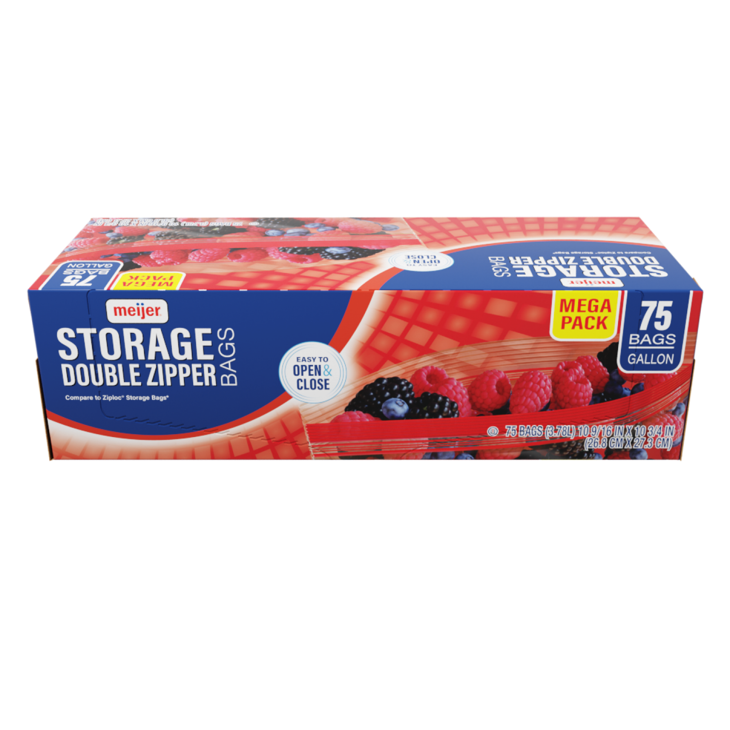 slide 5 of 5, Meijer Re-Closable Double Zipper Storage Bags, Gallon, 75 Mega pack, 75 ct