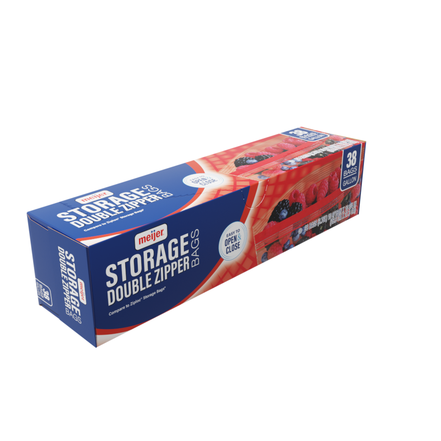 slide 3 of 5, Meijer Re-Closable Double Zipper Gallon Storage Bags, 38 ct