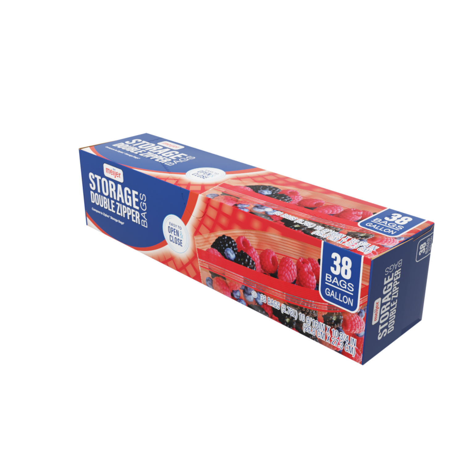 slide 4 of 5, Meijer Re-Closable Double Zipper Gallon Storage Bags, 38 ct