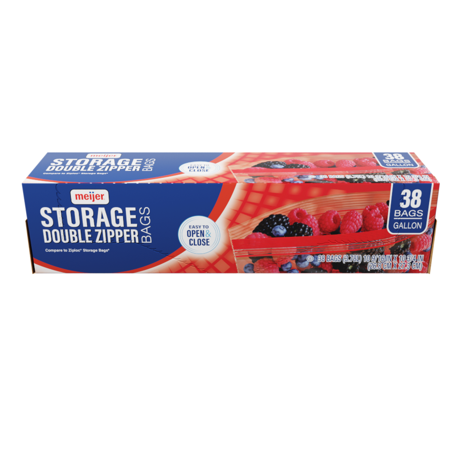 slide 5 of 5, Meijer Re-Closable Double Zipper Gallon Storage Bags, 38 ct