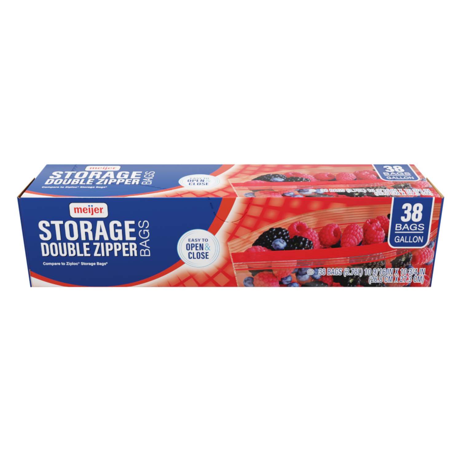 slide 1 of 5, Meijer Re-Closable Double Zipper Gallon Storage Bags, 38 ct