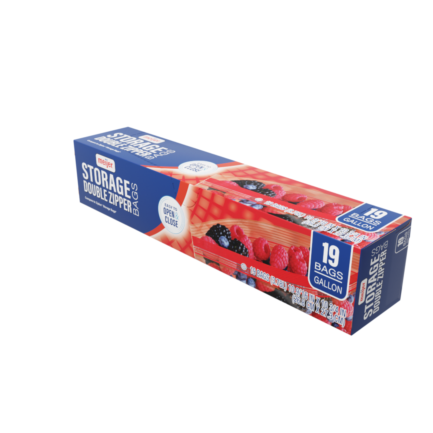 slide 4 of 5, Meijer Re-Closable Double Zipper Gallon Storage Bags, 19 ct, 19 ct