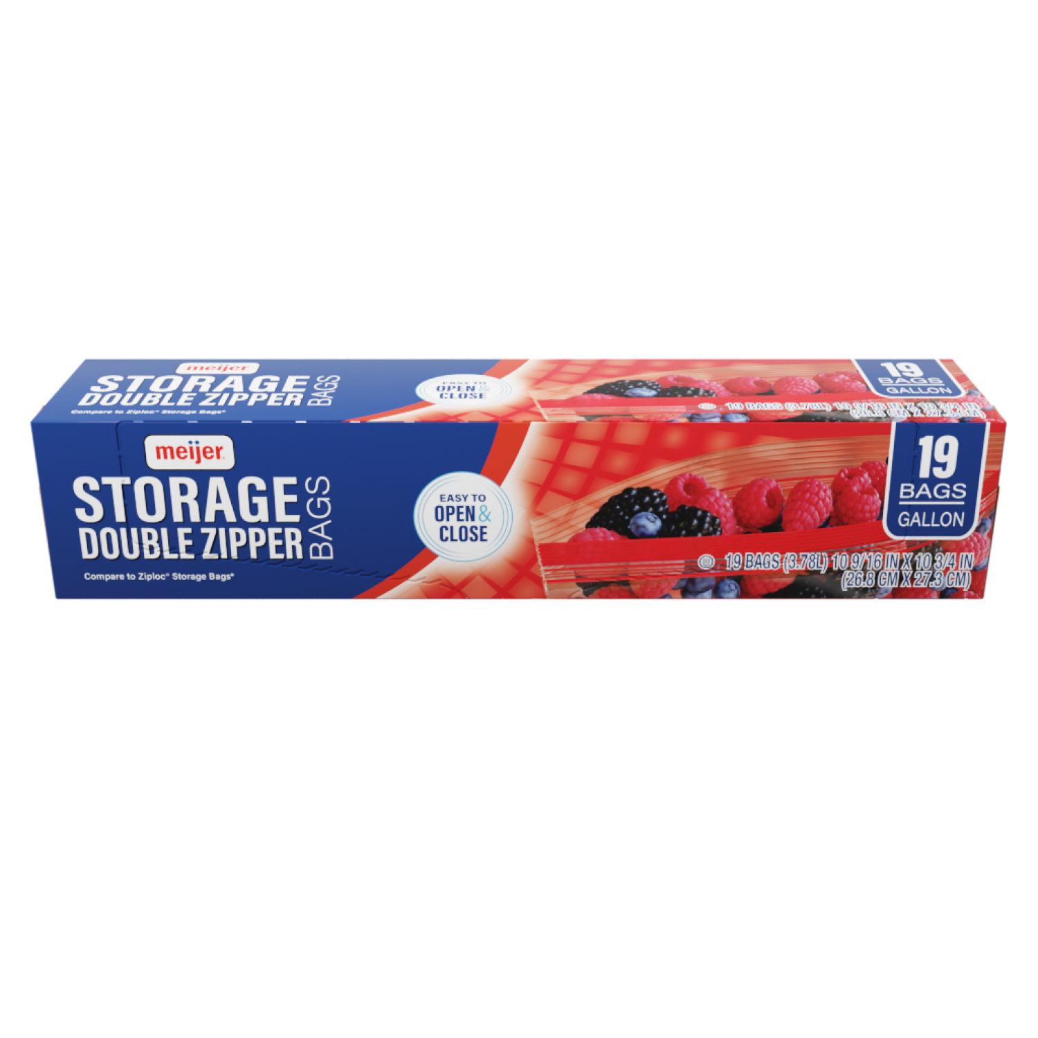 slide 5 of 5, Meijer Re-Closable Double Zipper Gallon Storage Bags, 19 ct, 19 ct