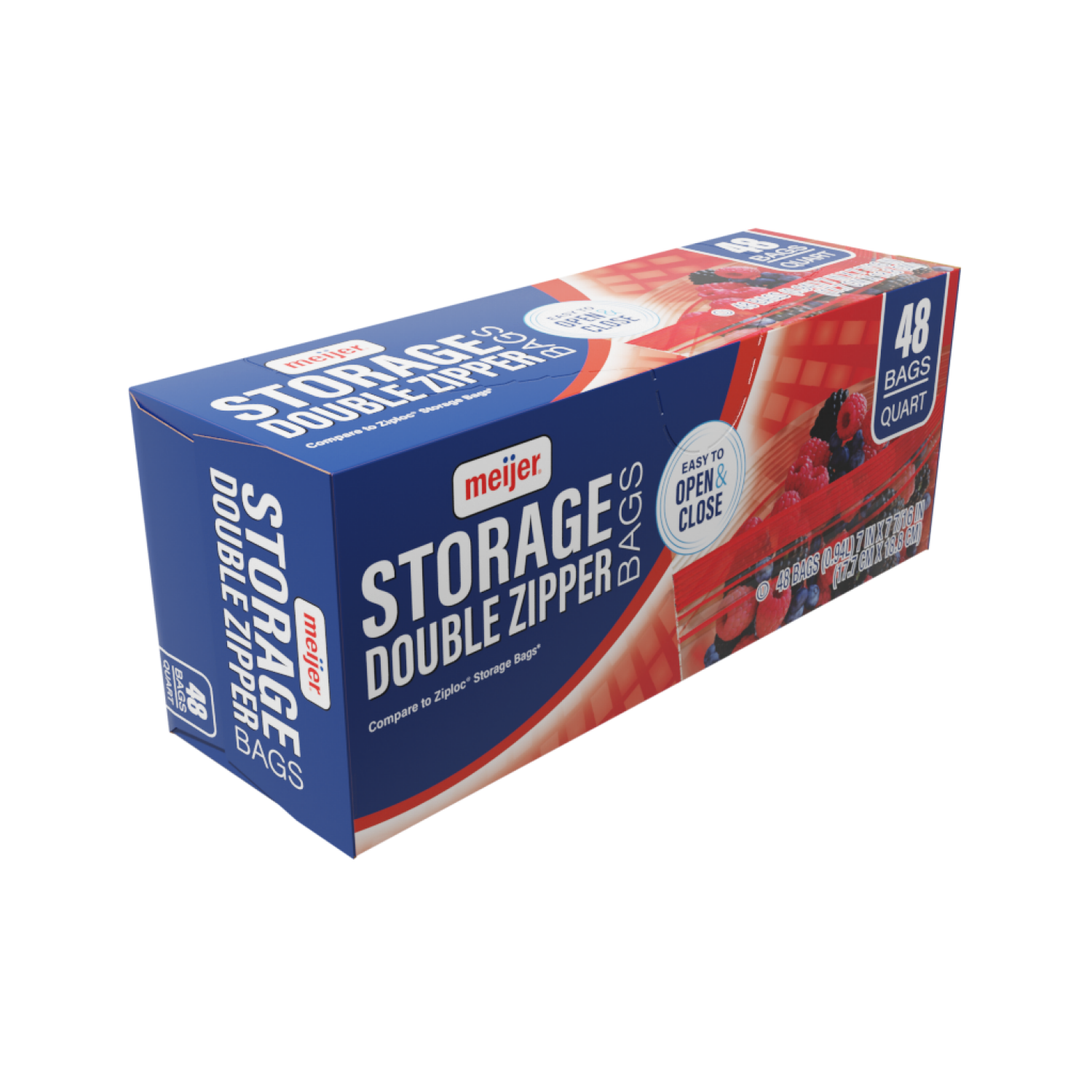 slide 3 of 5, Meijer Reclosable Double Zipper Storage Bags, Quart, 48 ct; 1 qt