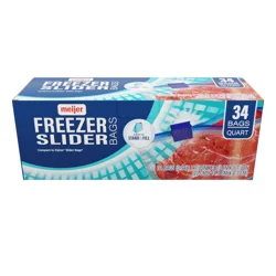 Meijer Slider Lock Freezer Bags with Expandable Bottom, Quart