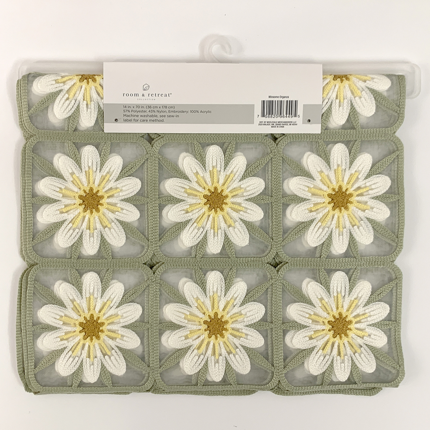 slide 2 of 3, ROOM & RETREAT Room and Retreat Winsome Organza Sheer Embroidered Runner, 14 in x 70 in, 1 ct